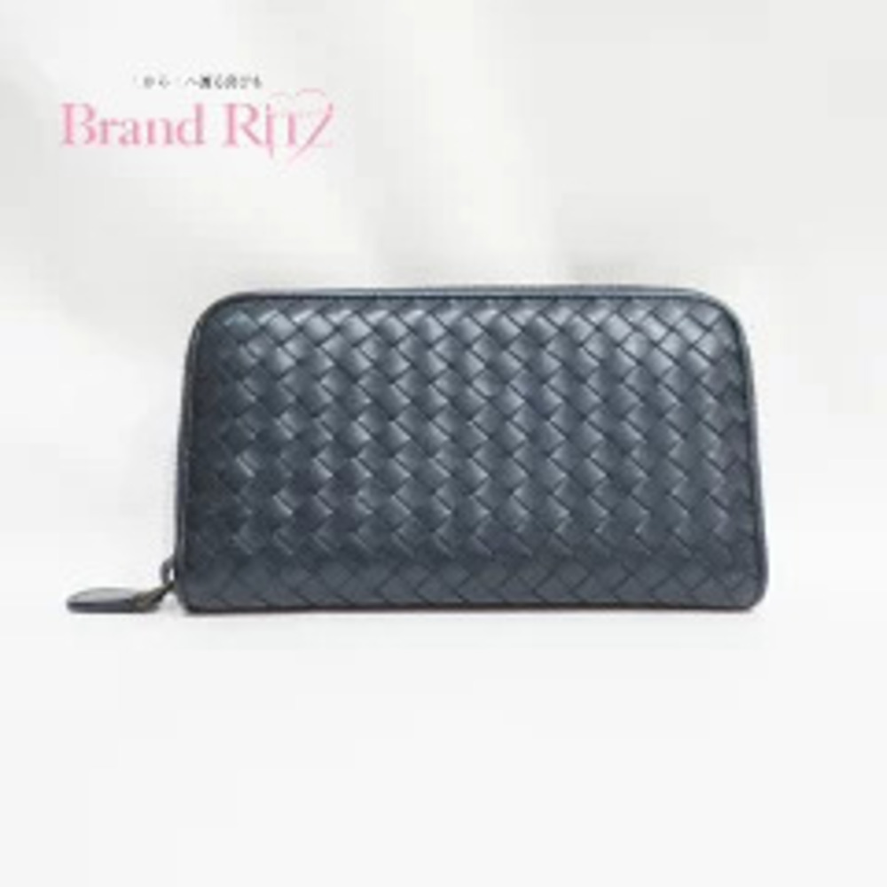 Bottega Veneta Intrecciato Round Zip Long Wallet Black